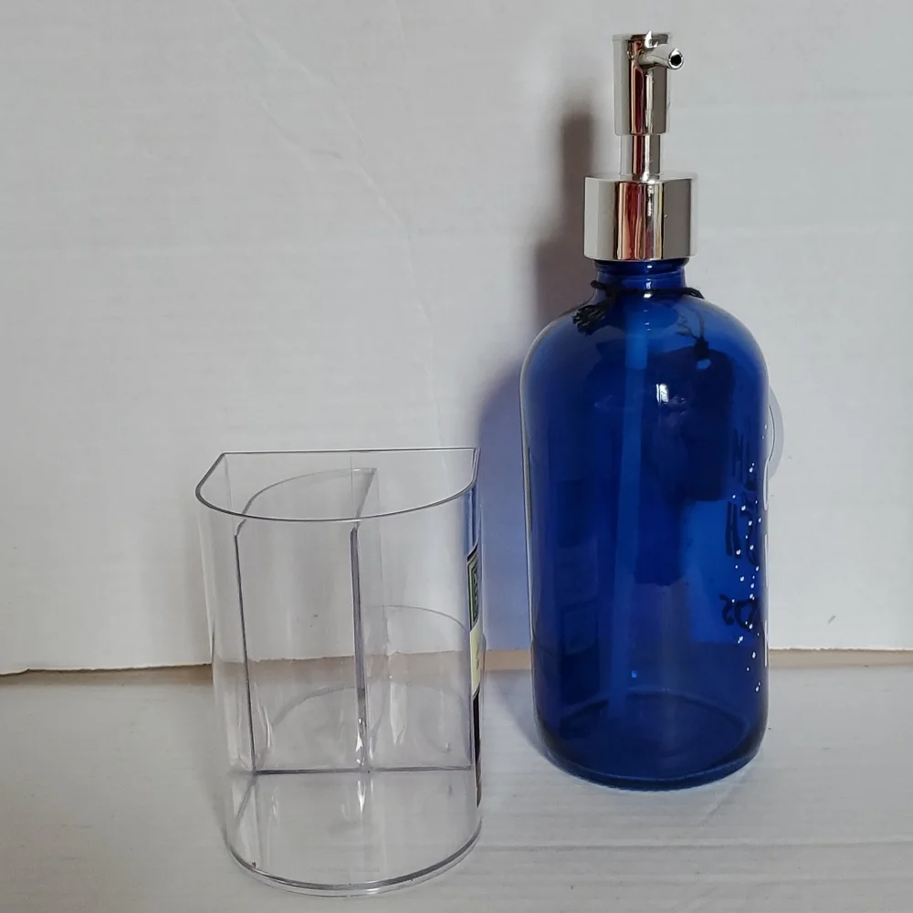 Pump Dispenser Clear Vanity Organizer Soap Lotion Tooth Makeup Brush CONTAINER